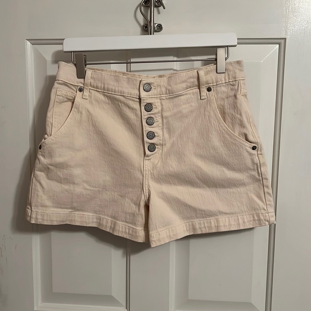 Banana Republic Factory Cream High-Rise Button-Front Shorts